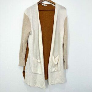 Madewell Kent Cardigan In Heather Timber‎ Cream Brown Colorblock Coziest Yarn M